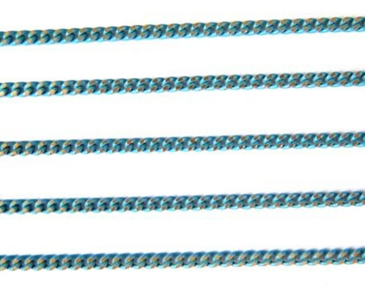 Two Tone Turquoise Blue Enamel on Brass Curb Chain (4') (C914)